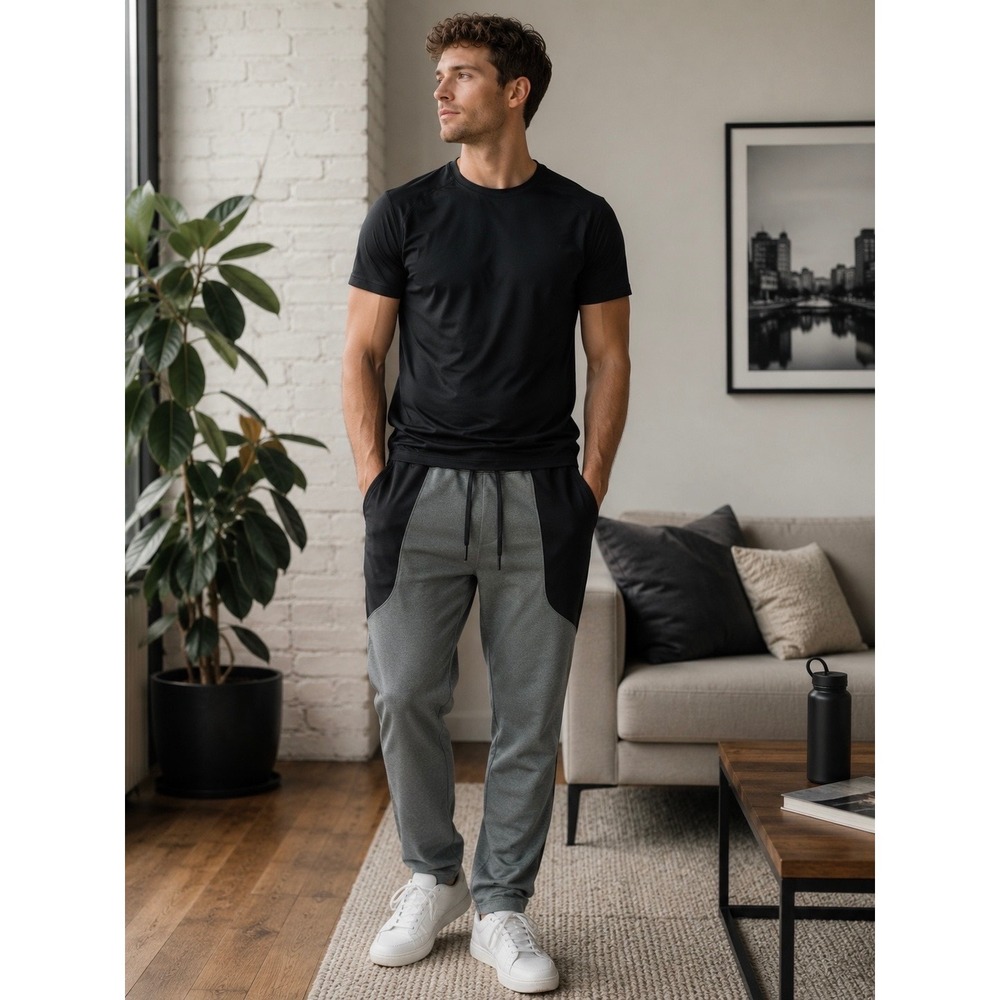 Lululemon Capacity Pant Mens Medium Heathered Grey Black Joggers Athleisure Gym
